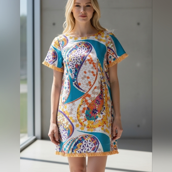 Trina Turk Rashida Frayed Fringe Trim MiniWomen's Dress